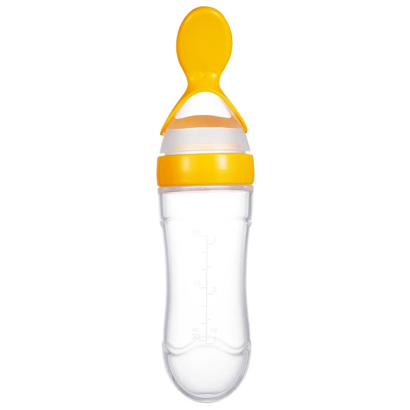 90ml Baby Care Silicone Paste Food Feeding Bottle Feeder with Baby Spoon Head